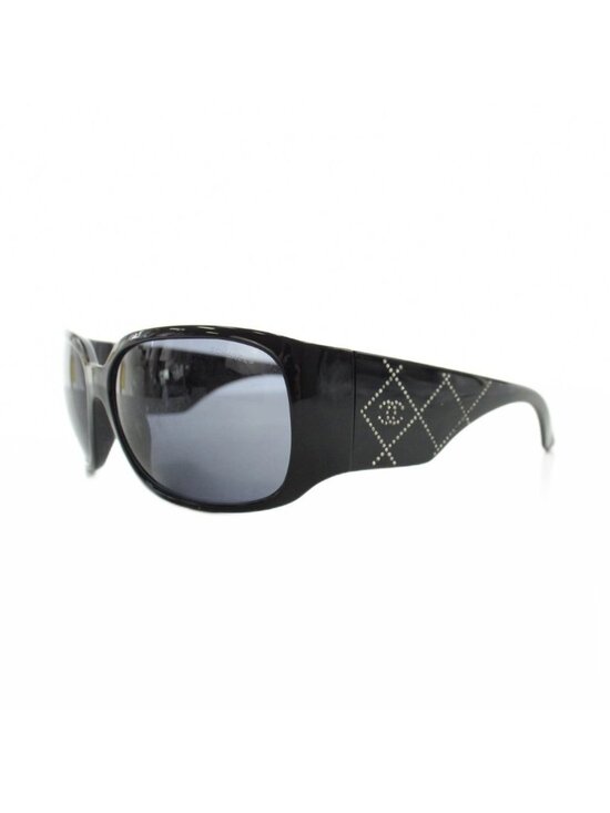 Chanel Quilted Stitch Rhinestone CC Logo Sunglasses Black Eyewear main image 8